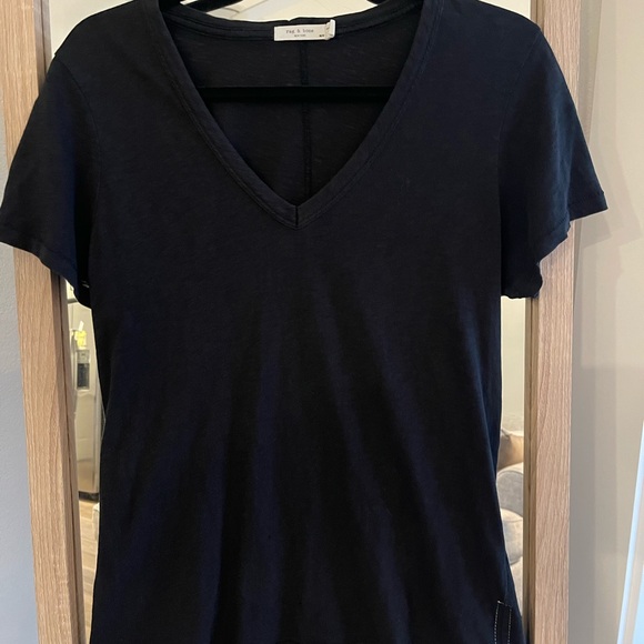 Rag-Bone THE SLUB V NECK ORGANIC PIMA COTTON BLACK T-SHIRT - Picture 10 of 10